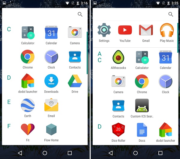 Android M revamped app drawer