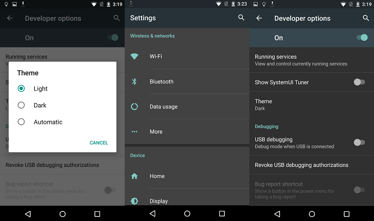 Android M Dark and Light Themes